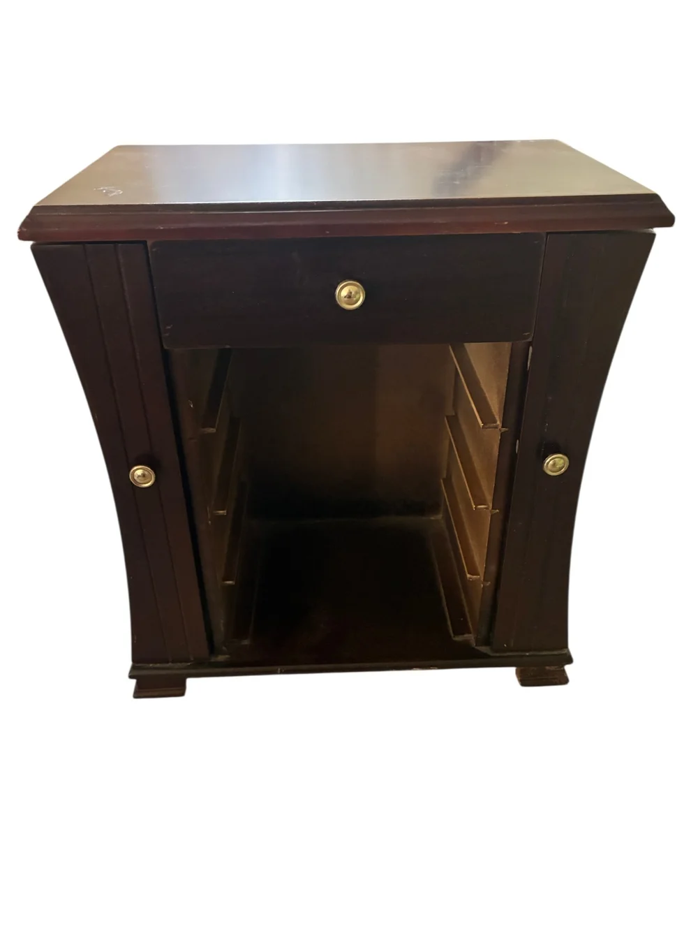 Wood Jewelry Armoire with Mirror in Dark Brown